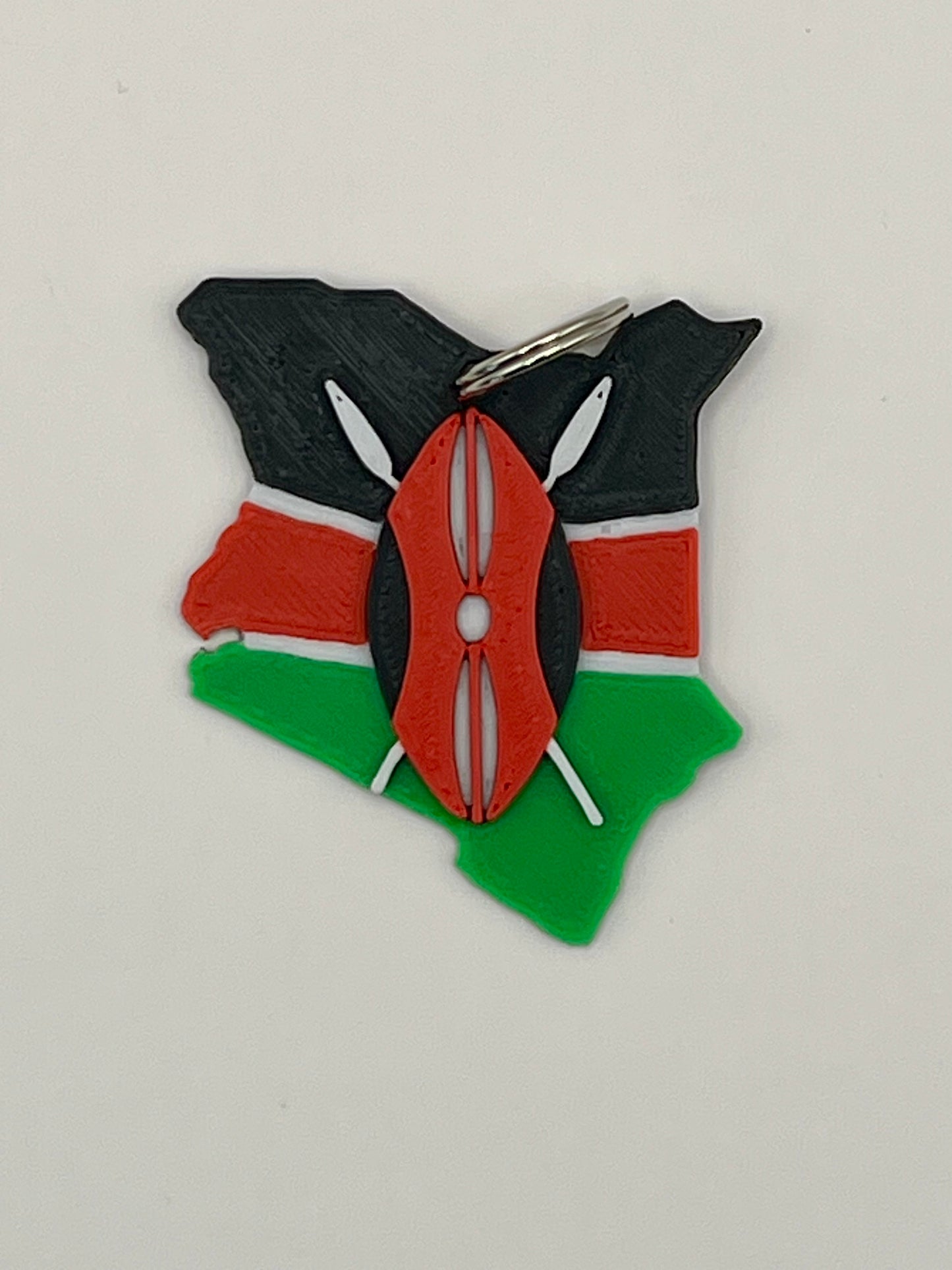 Kenya Map Keychain – With Flag Colors and Shield