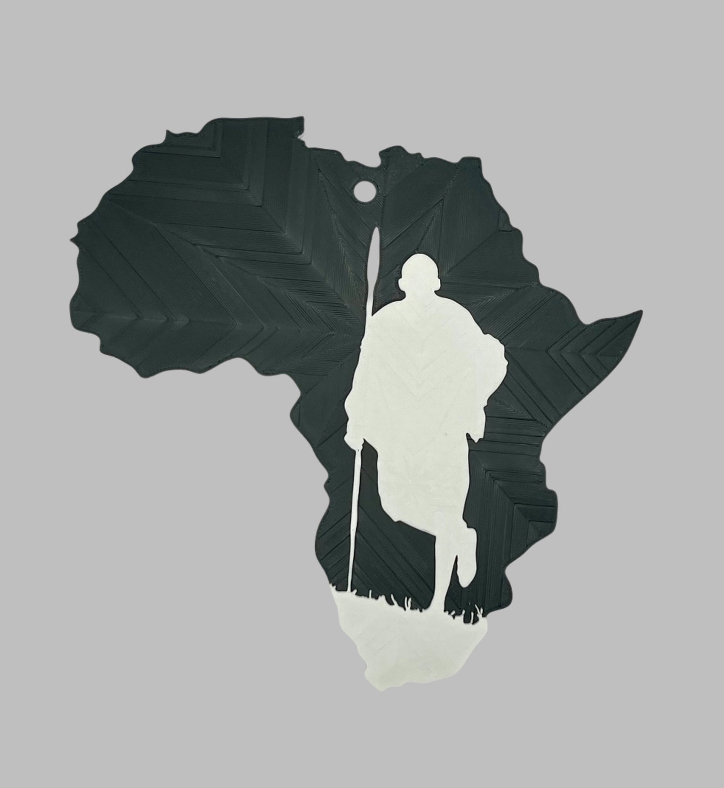 African Map Wall Art – 3D Printed with Maasai Warrior Silhouette (Multiple Colors)