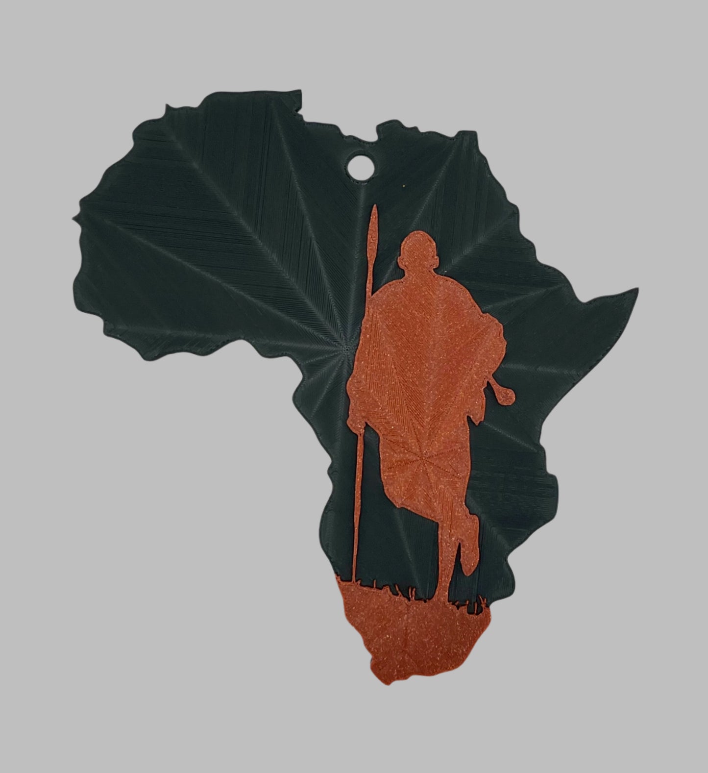 African Map Wall Art – 3D Printed with Maasai Warrior Silhouette (Multiple Colors)