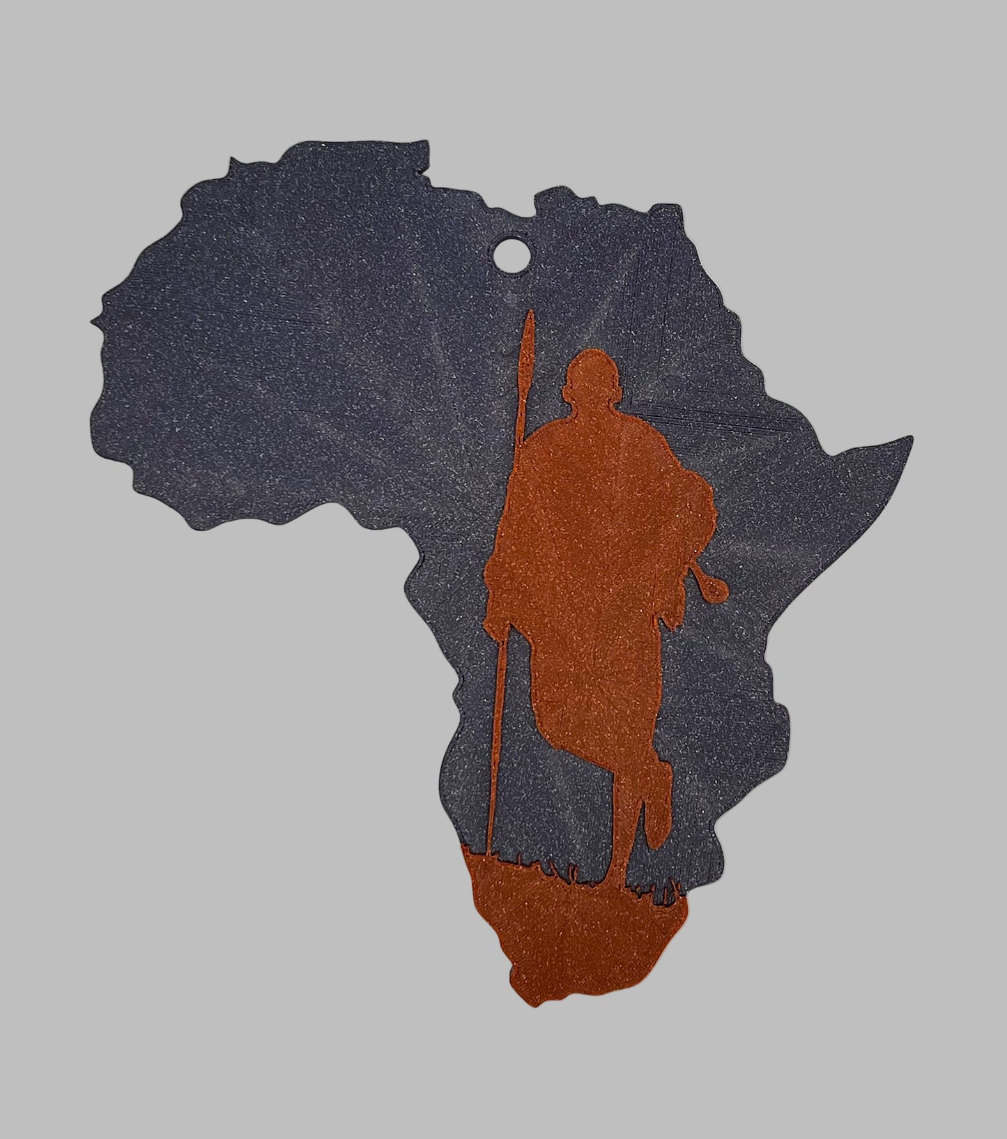 African Map Wall Art – 3D Printed with Maasai Warrior Silhouette (Multiple Colors)