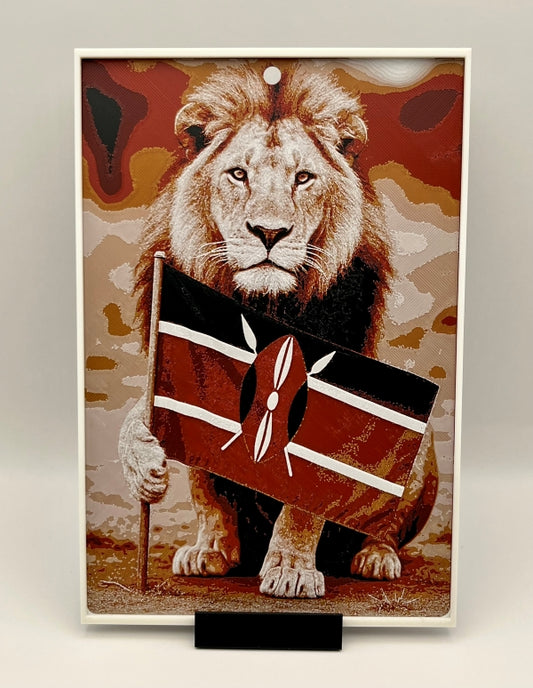 Lion Embrace Wall Art – Kenyan Flag Edition