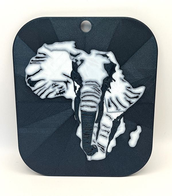 African Elephant Silhouette Wall Art - 3D Printed Map of Africa (Premium PLA)