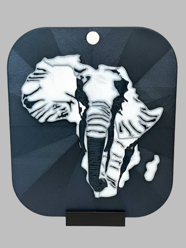 African Elephant Silhouette Wall Art - 3D Printed Map of Africa (Premium PLA)