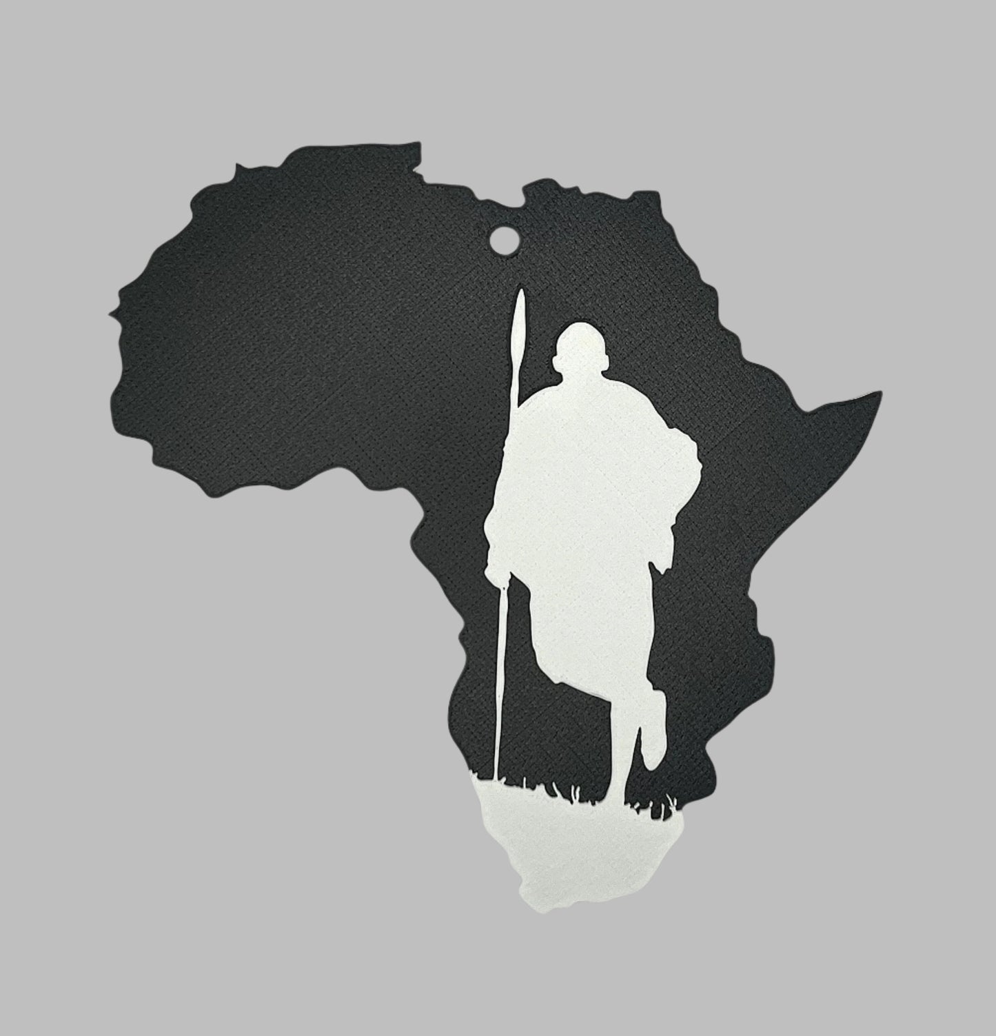 African Map Wall Art – 3D Printed with Maasai Warrior Silhouette (Multiple Colors)