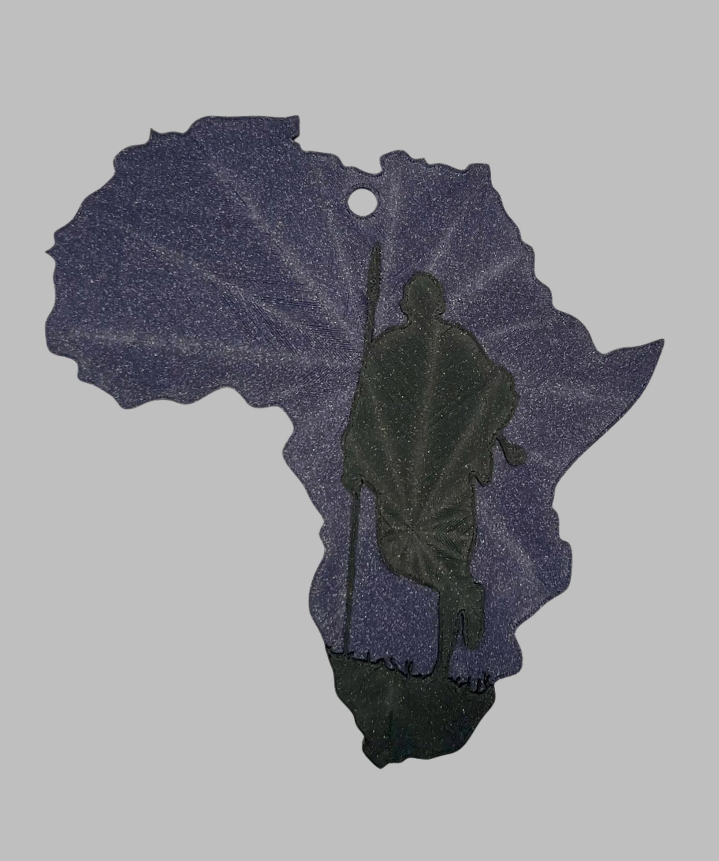 African Map Wall Art – 3D Printed with Maasai Warrior Silhouette (Multiple Colors)
