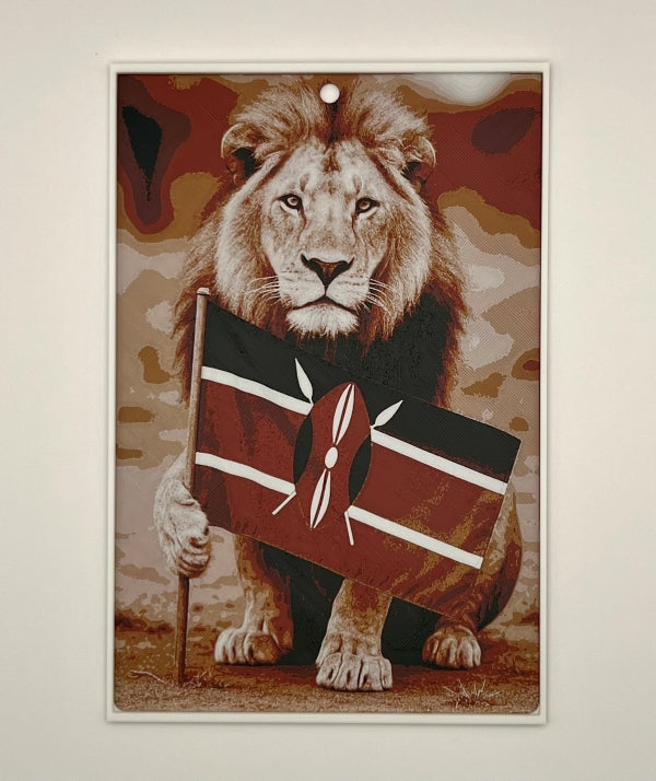 Lion Embrace Wall Art – Kenyan Flag Edition
